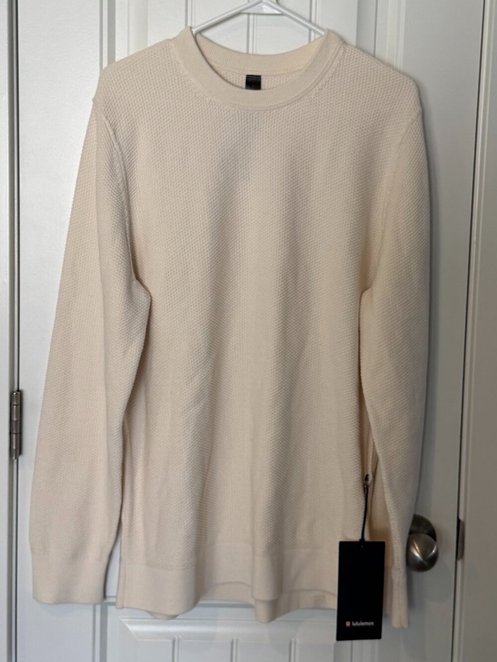 Lulu Lemon Large Textured Knit Crewneck Sweater (Light Ivory)